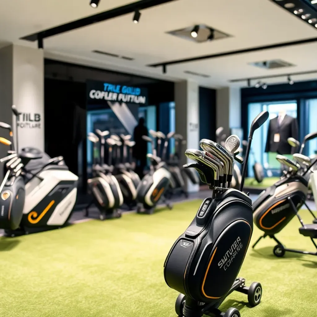 Display of McLaren Golf high-end equipment
