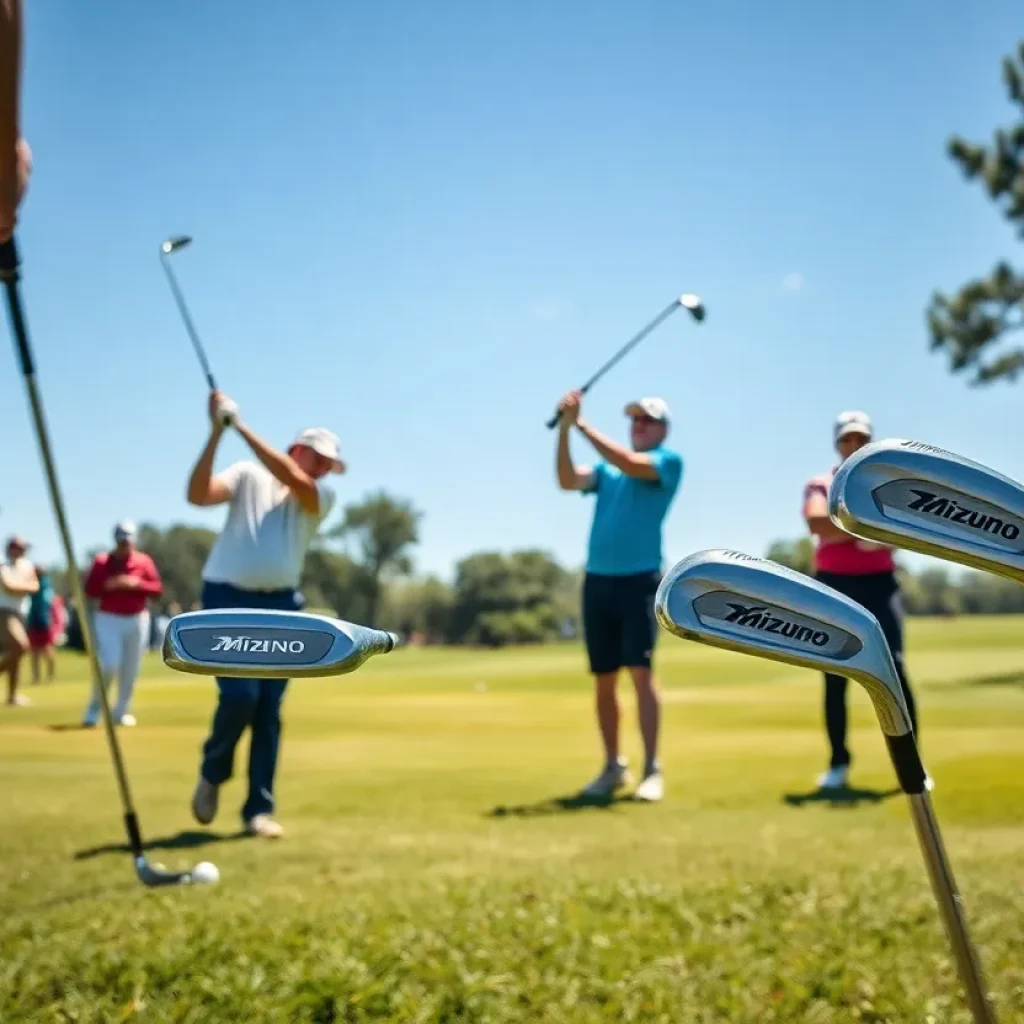 Golfers using Mizuno irons at a tournament