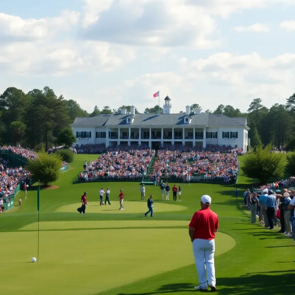 Aerial view of Augusta National Golf Club during the Masters Tournament