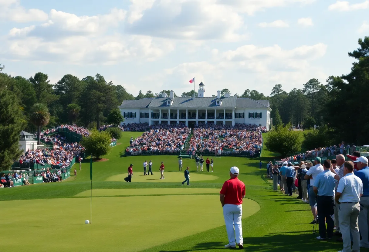 Aerial view of Augusta National Golf Club during the Masters Tournament