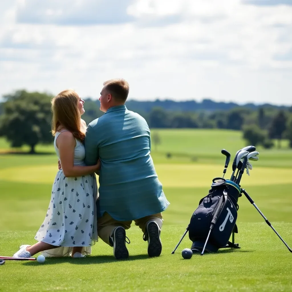 Romantic couple enjoying the Masters Par 3 Contest