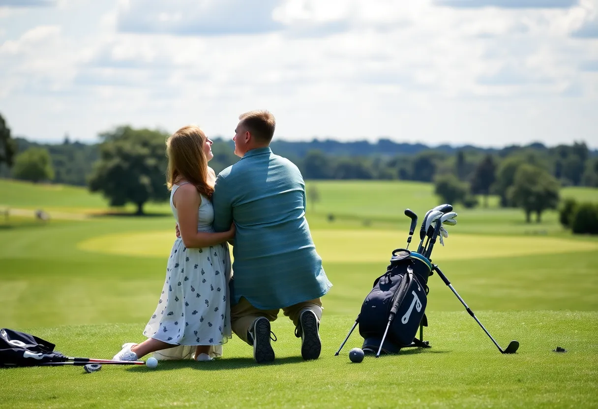 Romantic couple enjoying the Masters Par 3 Contest