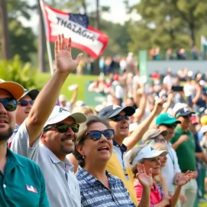 Golf fans enjoying the Masters tournament at Augusta National Golf Club