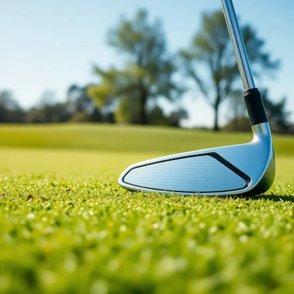 Innovative McLaren golf club displayed on a golf course.