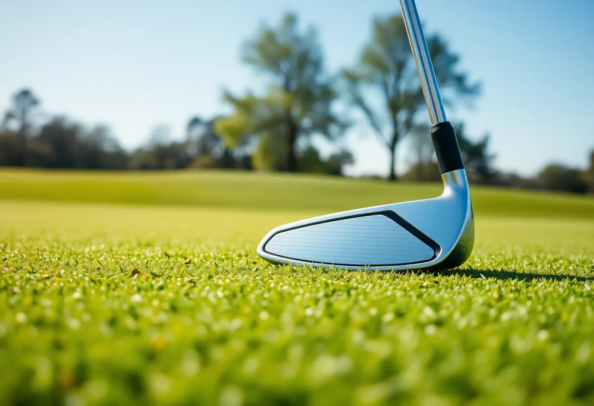 Innovative McLaren golf club displayed on a golf course.