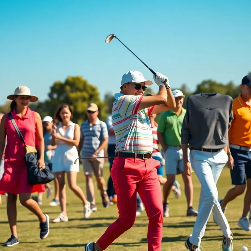 Golfer wearing Nike apparel on the course without any equipment.