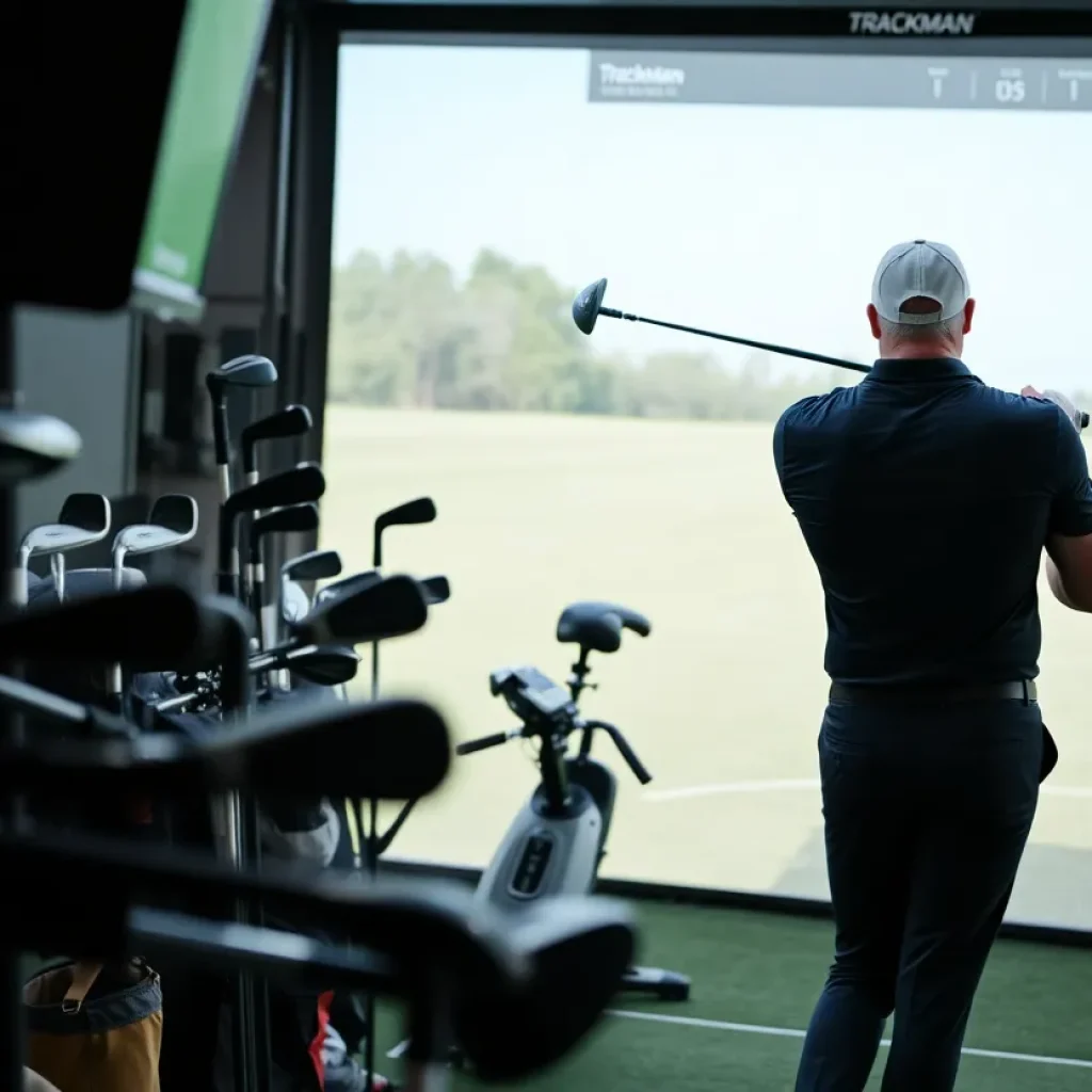 Golfer being fitted for the perfect golf clubs