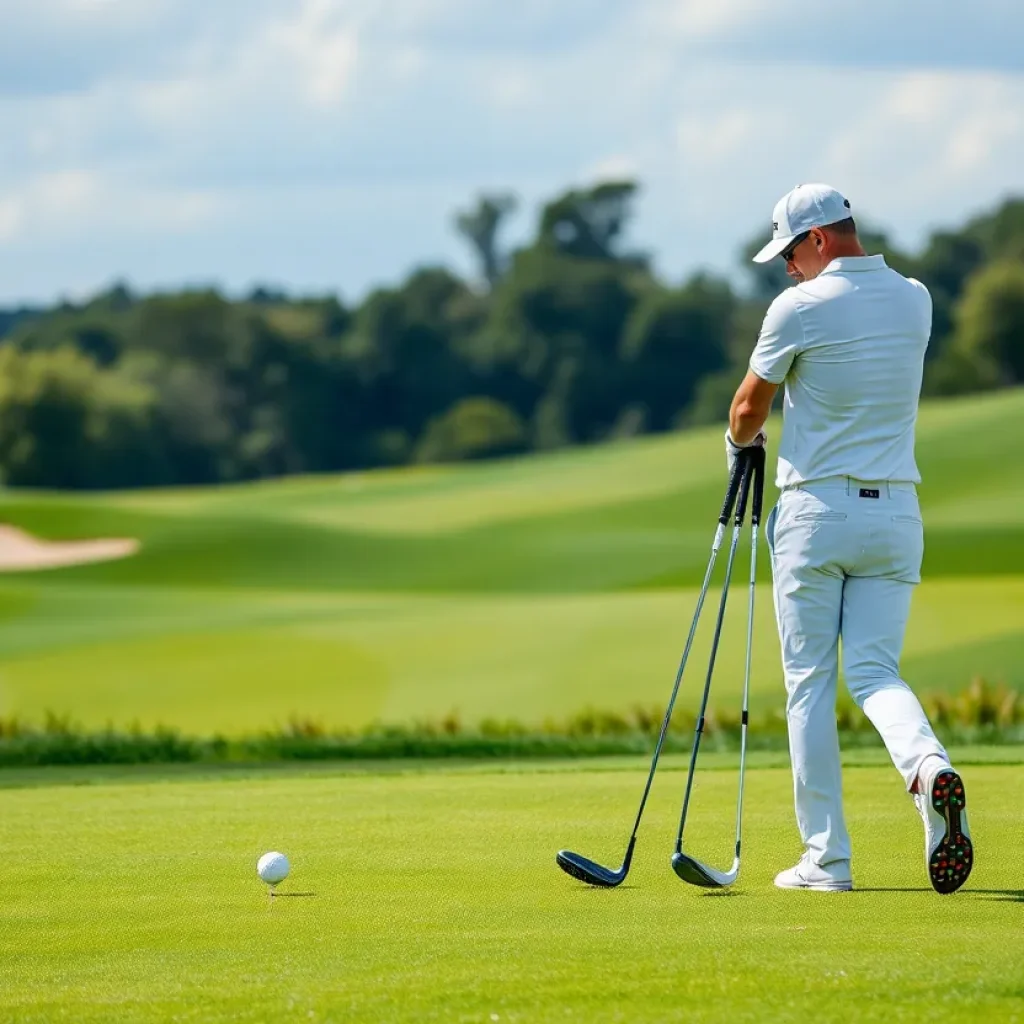 Golfer showcasing elite golf gear during the Masters Tournament