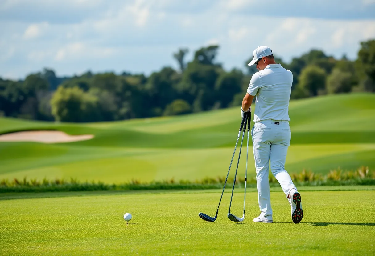 Golfer showcasing elite golf gear during the Masters Tournament