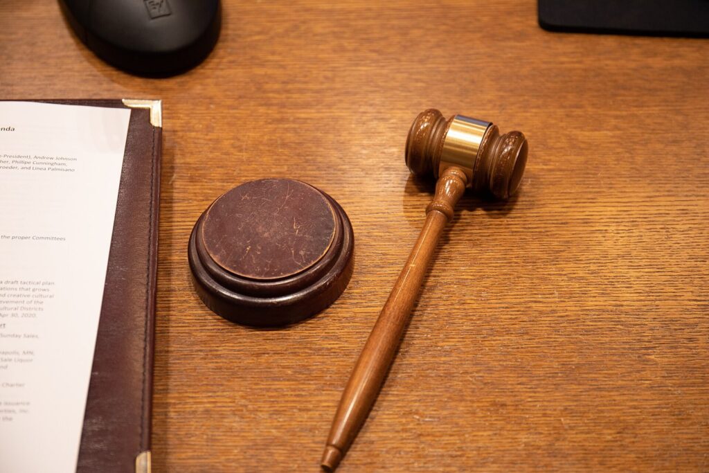 Judge's gavel on a desk