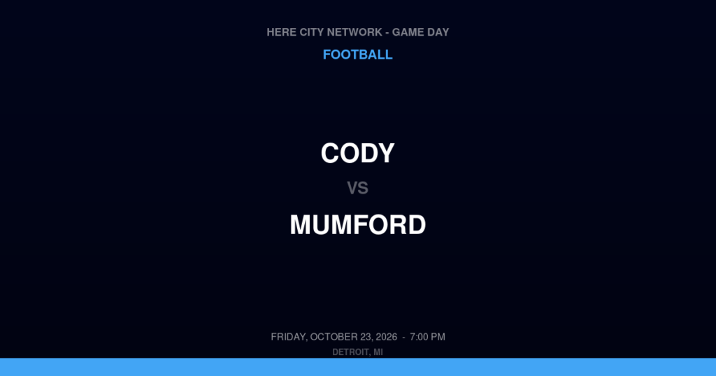 Cody vs. Mumford — Football Game Day — Detroit, MI — Oct 23, 2026