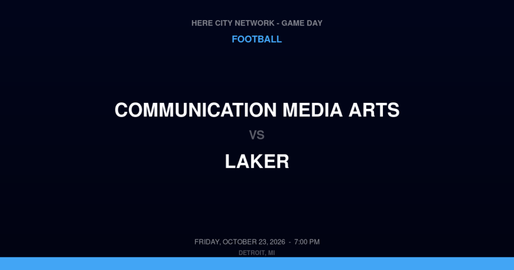 Communication Media Arts vs. Laker — Football Game Day — Pigeon, MI — Oct 23, 2026